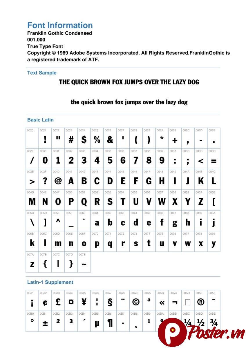 Font Franklin Gothic Condensed