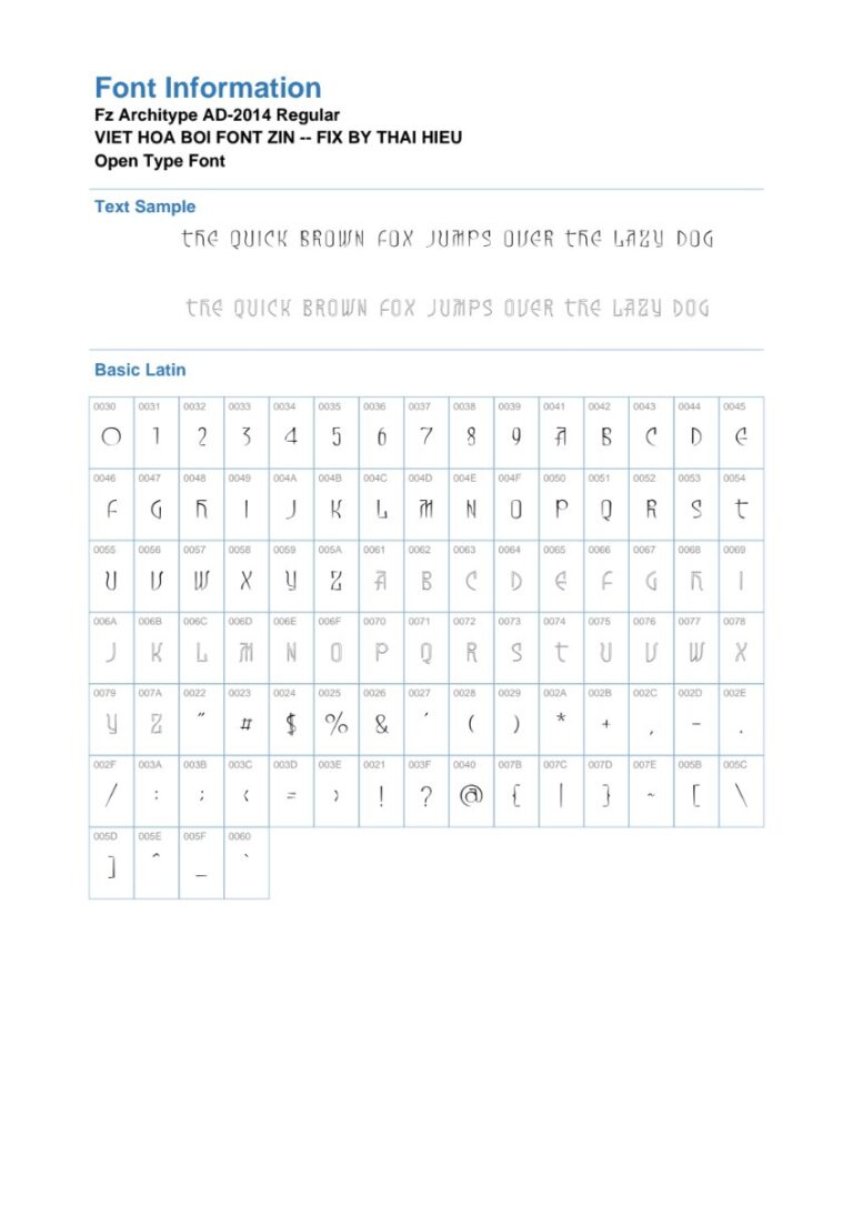 Font Fz Architype AD-2014 Regular