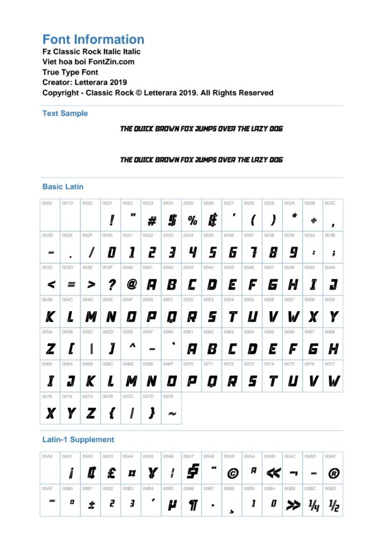 Font Fz Classic Rock Italic