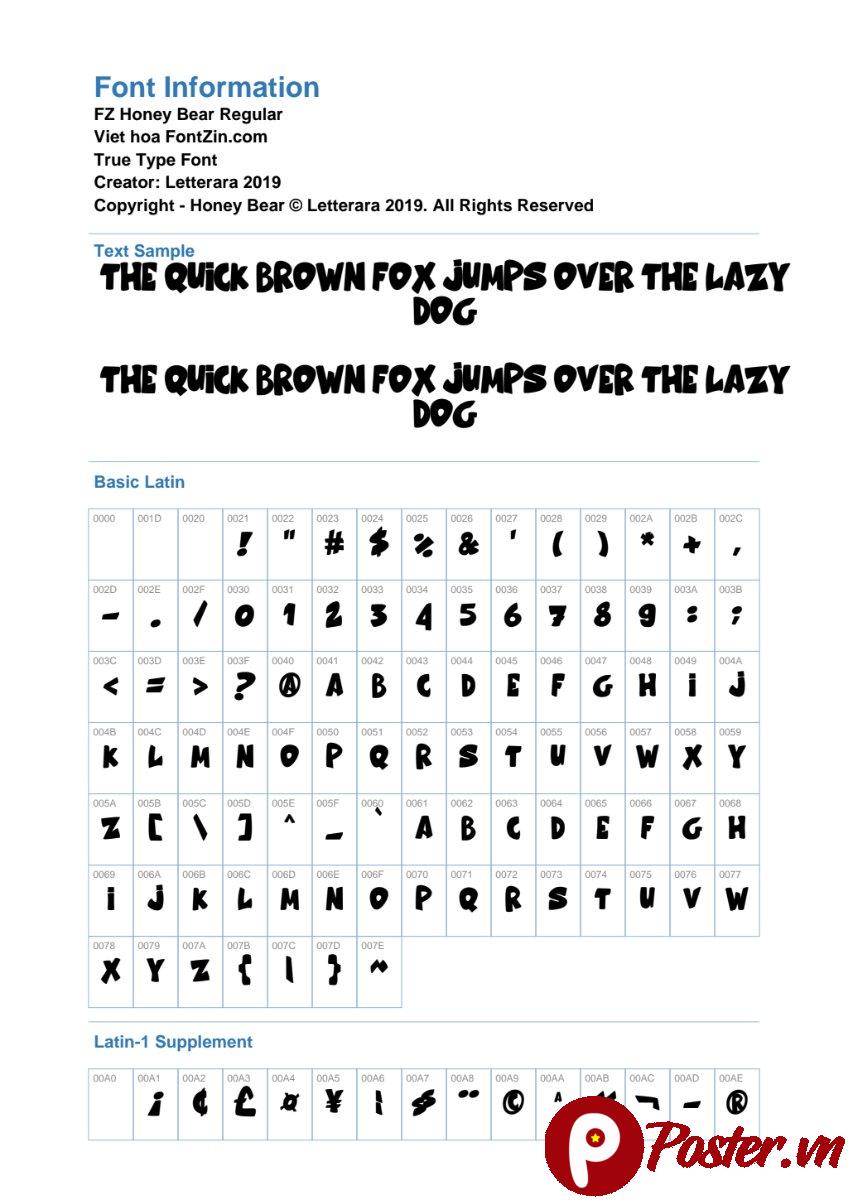 Font Fz HoneyBear Việt Hóa