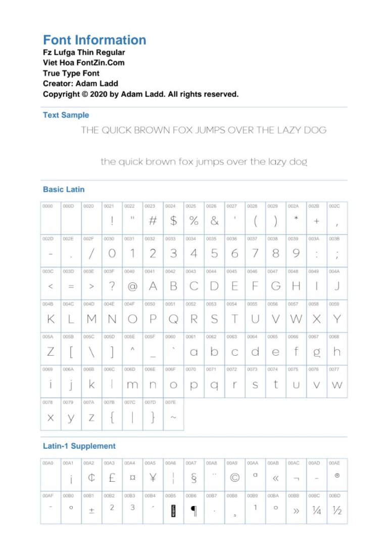 Font Fz Lufga Thin Regular