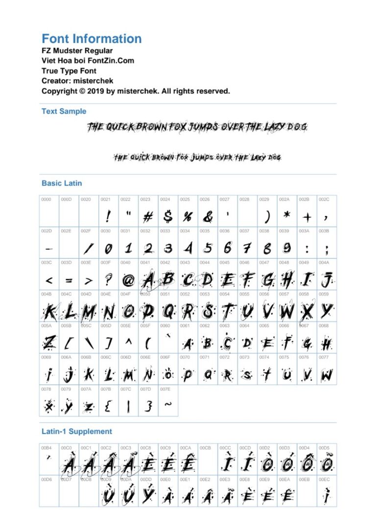 Font FZ Mudster Việt Hóa