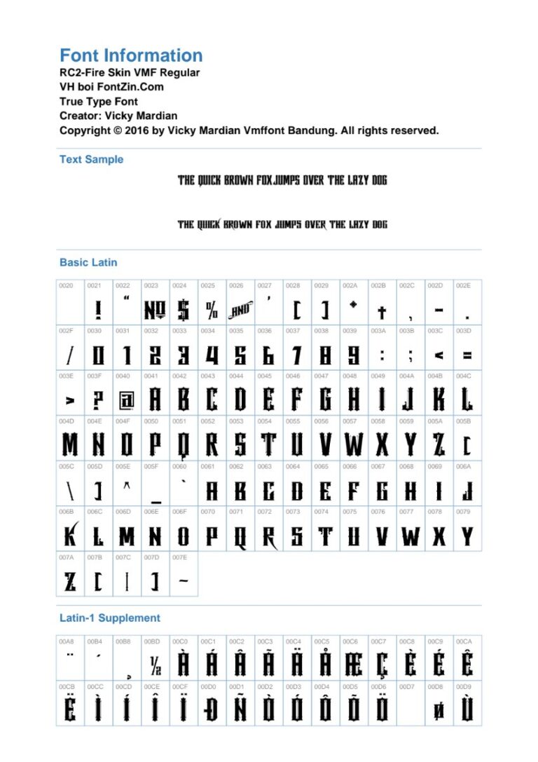 Font Fz RC2 - Fire Skin VMF