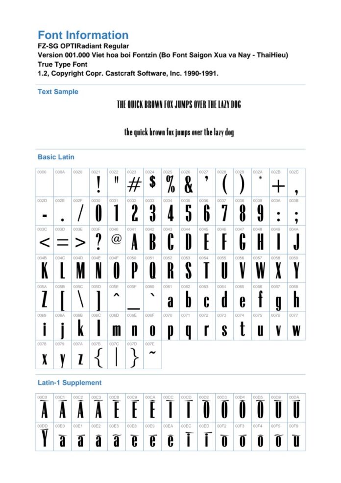 Font FZ-SG OPTIRadiant