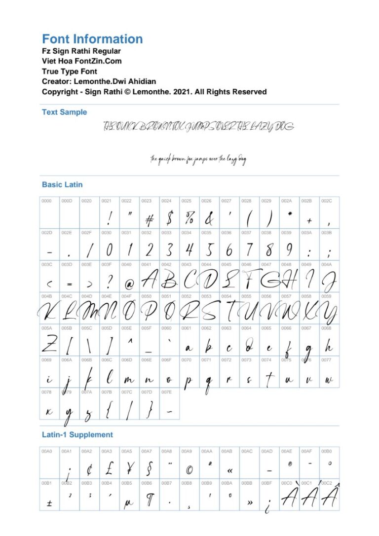 Font Fz SignRathi Việt Hóa