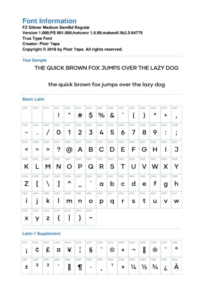 Thông tin Font Gilmer Medium SemBd