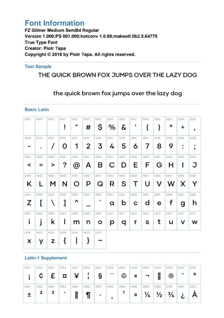 Thông tin Font Gilmer Medium SemBd