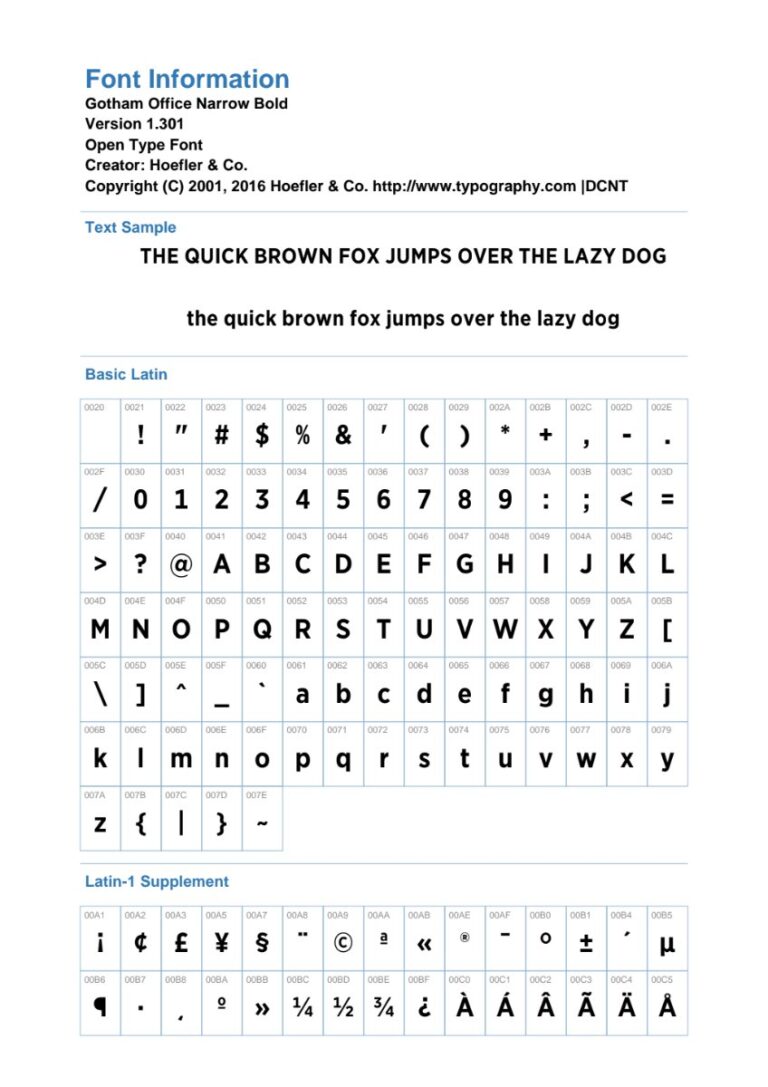 Font Gotham Narrow Office Bold