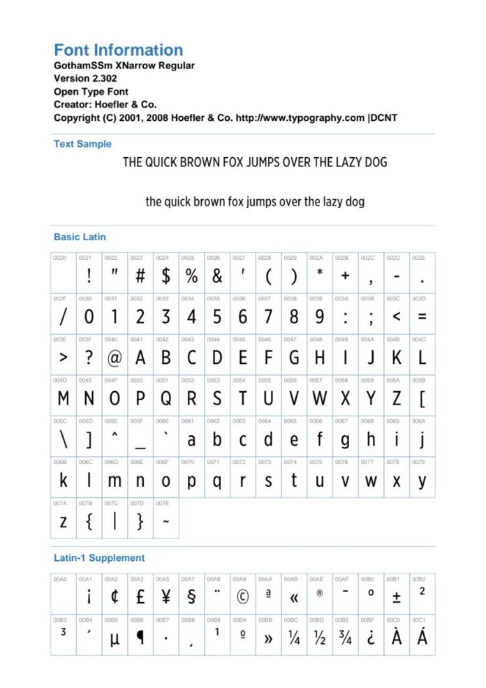 Font Gotham XNarrow Regular