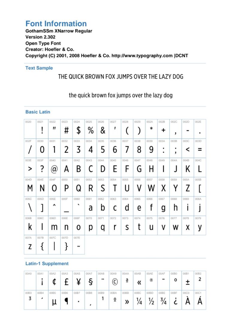 Font Gotham XNarrow Regular