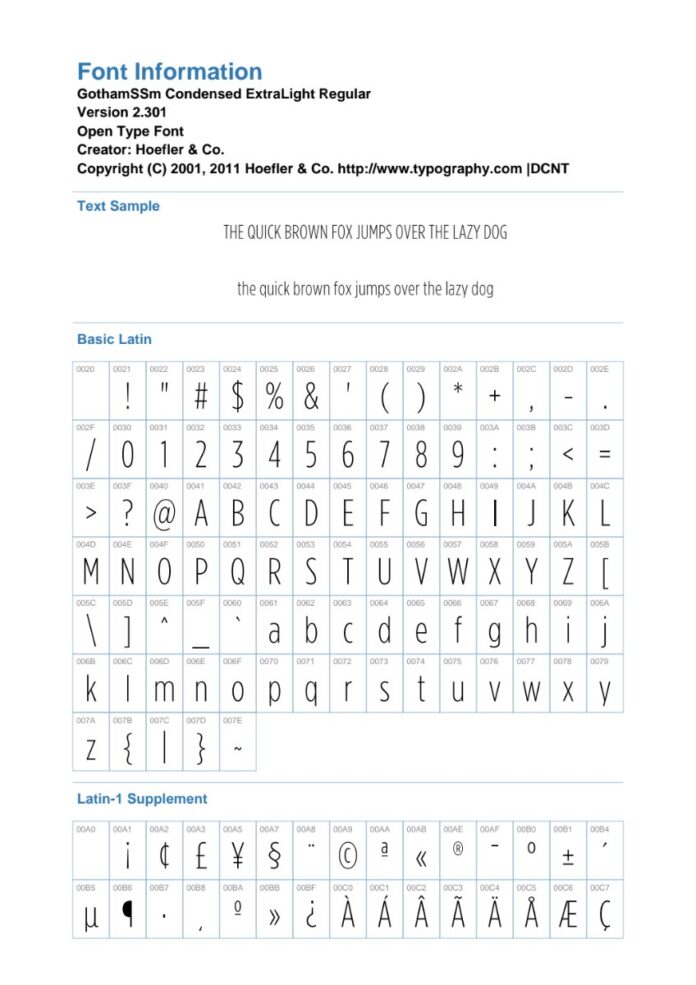 Font GothamCondSSm-XLight