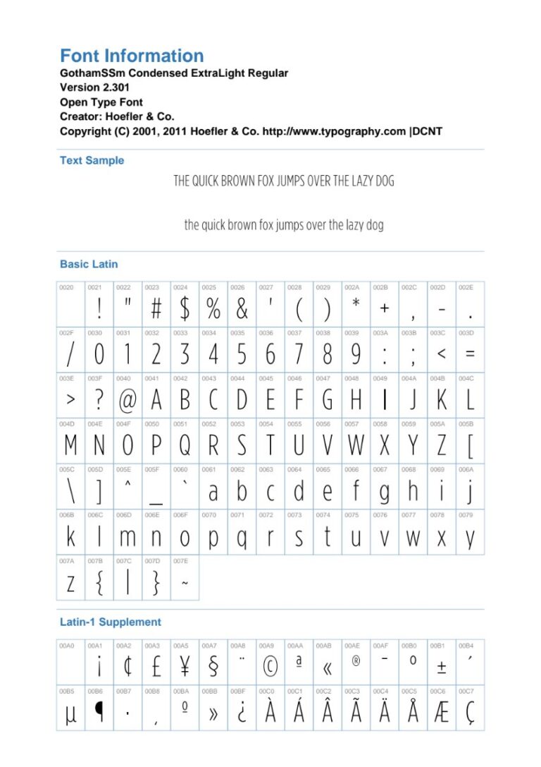 Font GothamCondSSm-XLight