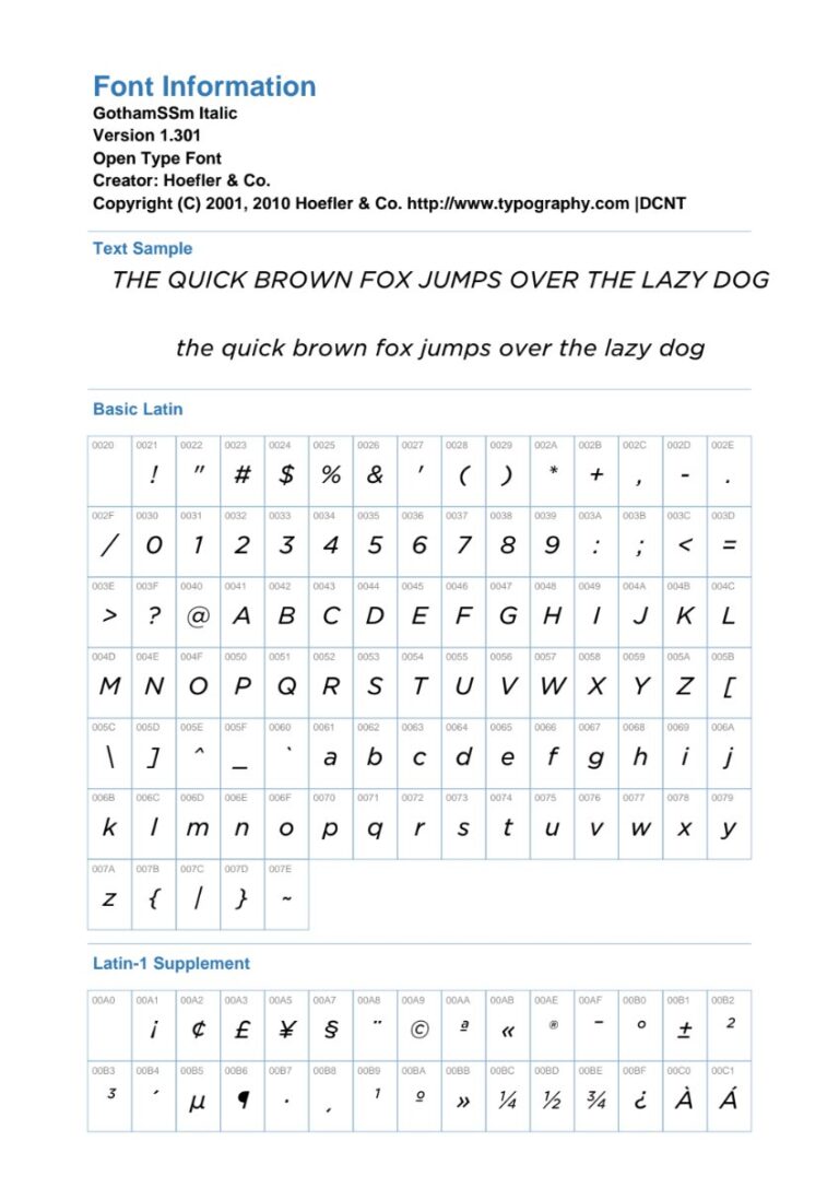 Font GothamSSm Italic