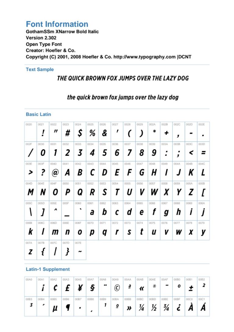 Font GothamXNarrSSm Bold Italic