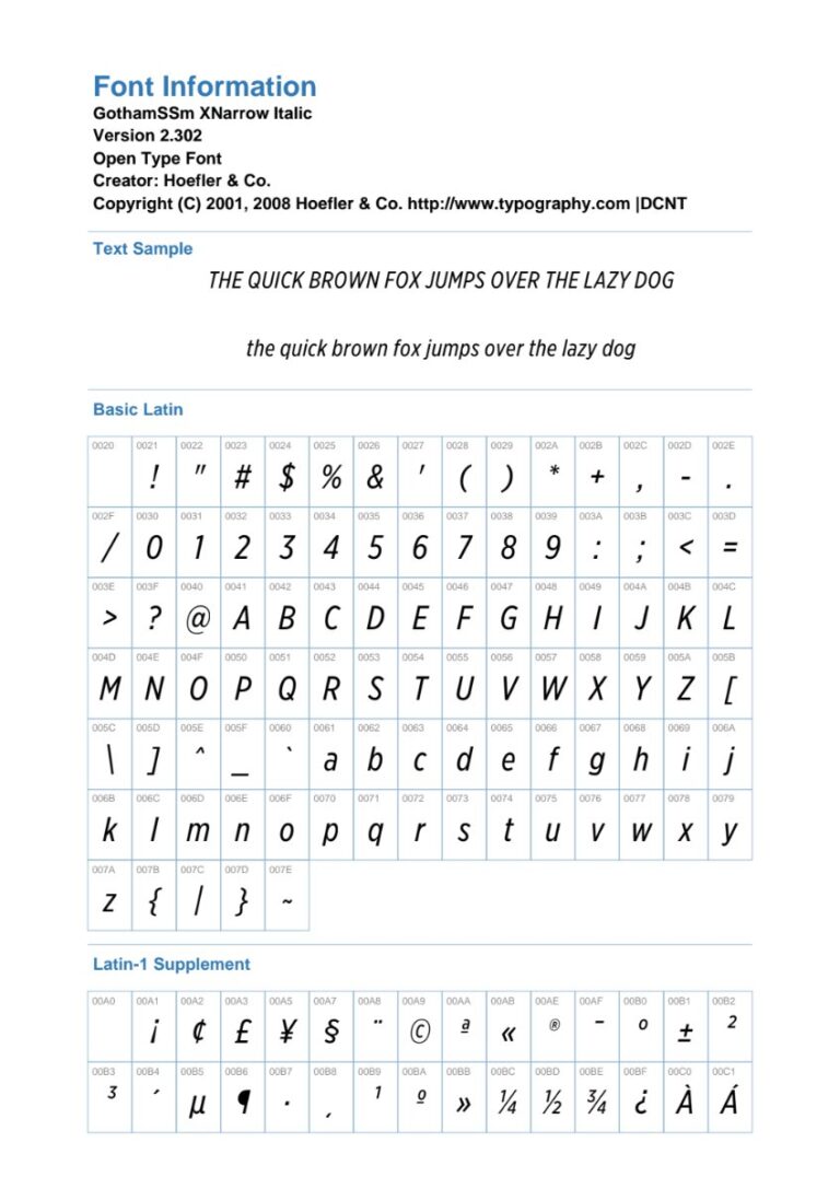 Font GothamXNarrSSm-BookItalic