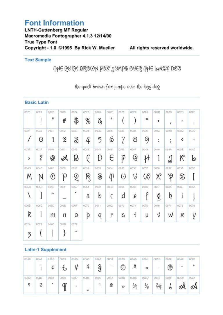 Font Guttenbg MF Regular