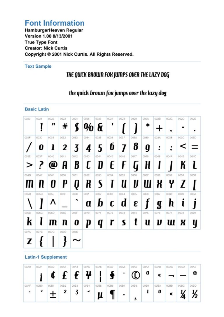 Font Hamburger Heaven Regular