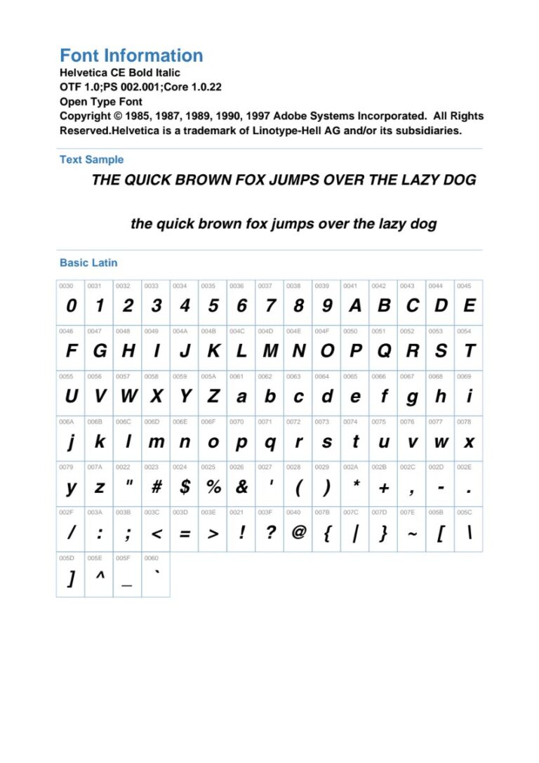 Font Helvetica CE Bold Oblique