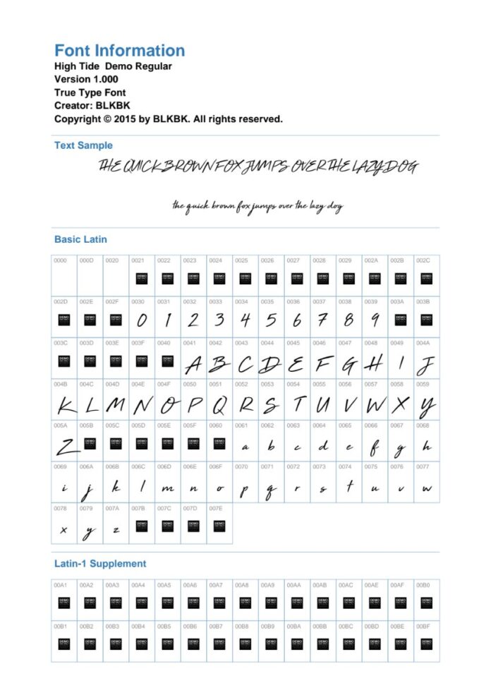 Font High Tide Demo Regular