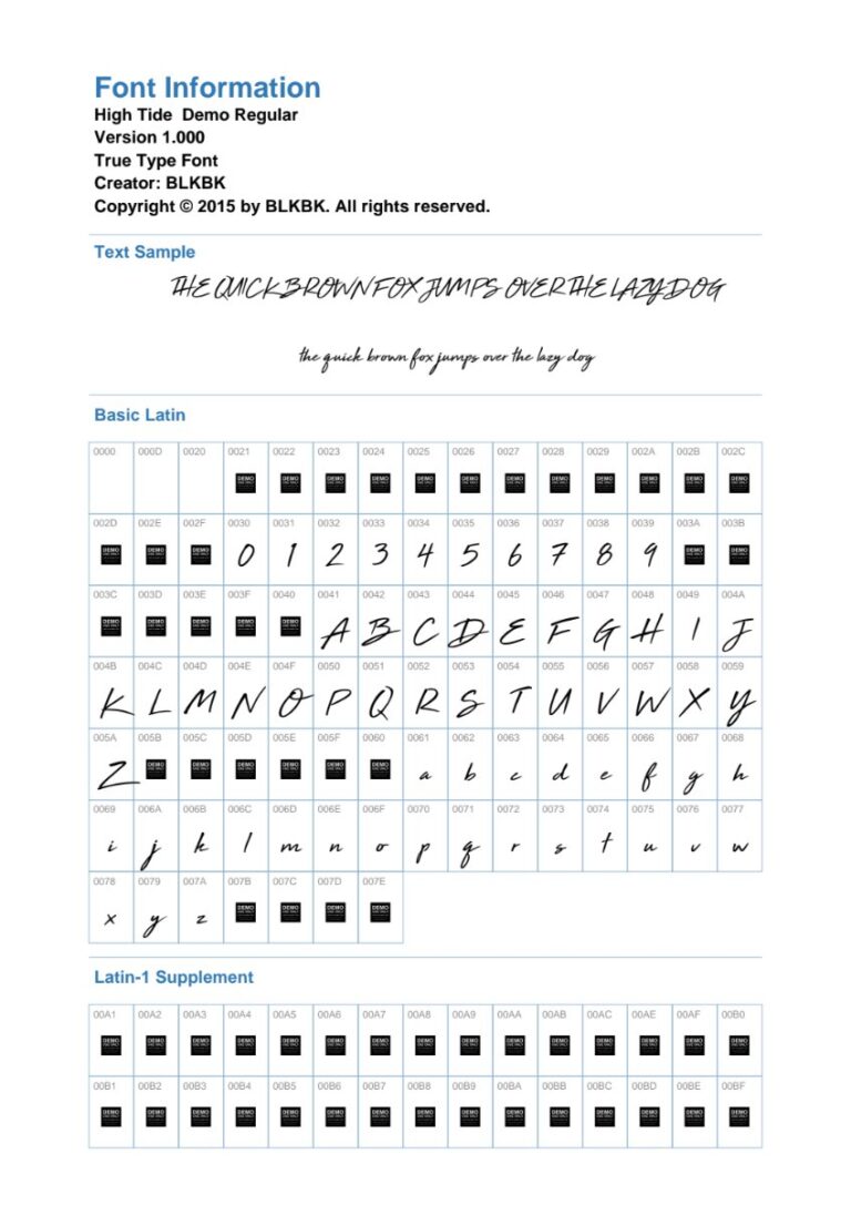 Font High Tide Demo Regular