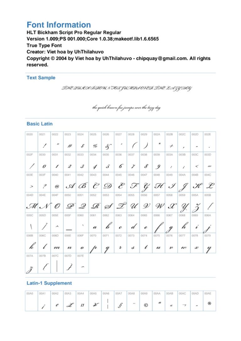 Font HLT BicKhamScript Pro Regular