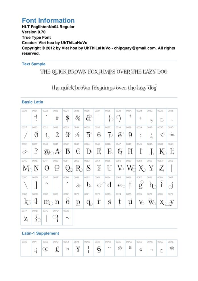 Thông tin font HLT FoglihtenNo04 Regular