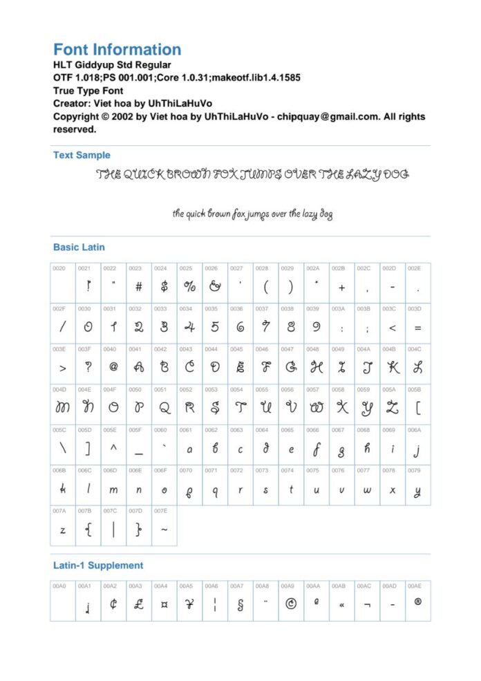 Font HLT Giddyup Std Regular