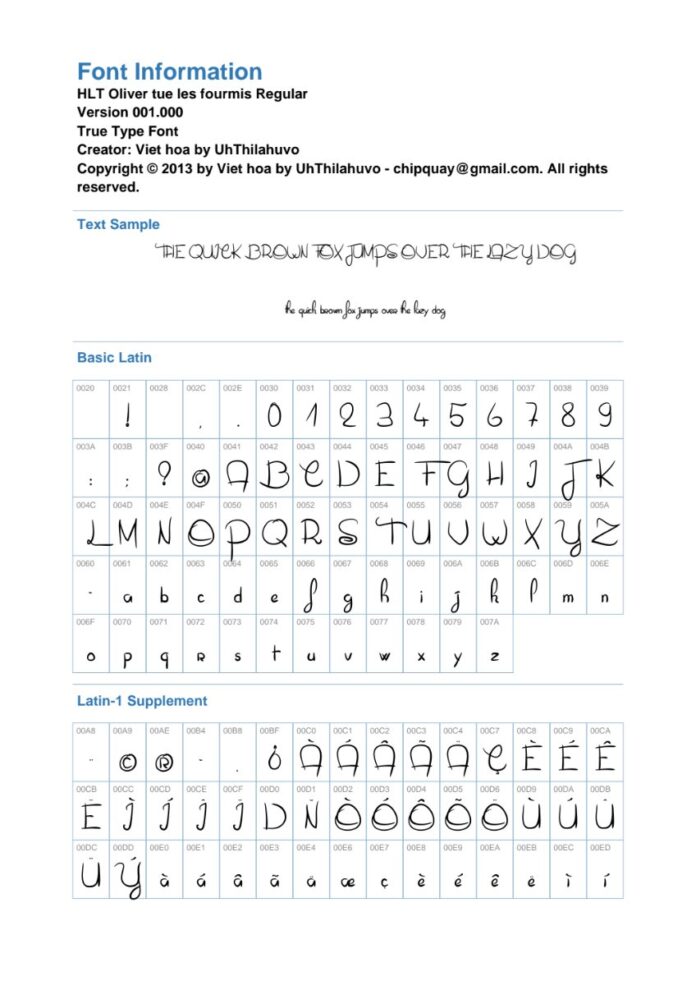 Font chữ HLT Oliver tue les fourmis