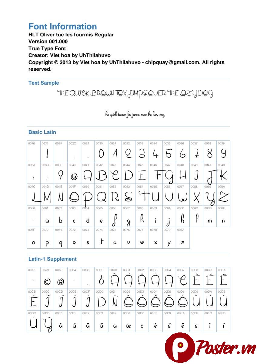 Font chữ HLT Oliver tue les fourmis