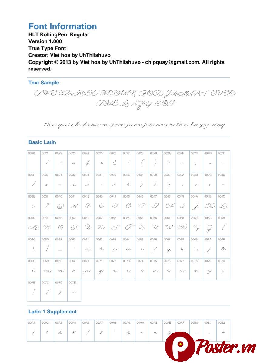 Font chữ HLT Rolling Pen