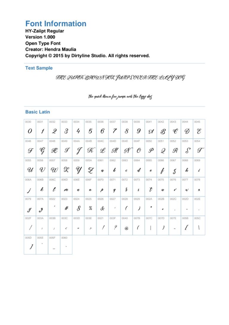 Font HY-Zaiipt viết tay mềm mại