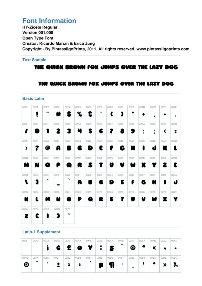 Font chữ HY-Zicets độc đáo