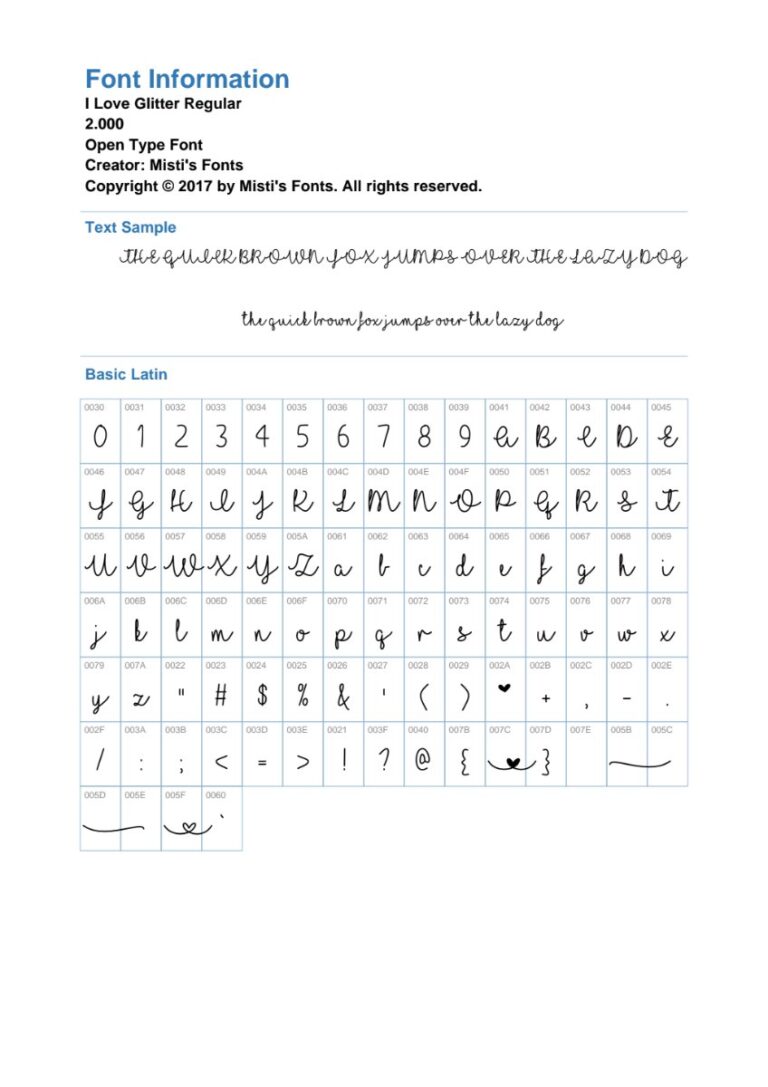 Font I Love Glitter OTF