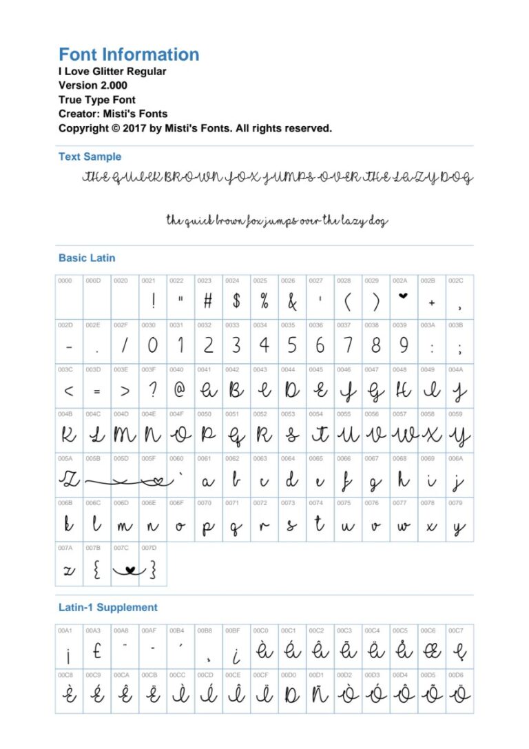 Font I Love Glitter TTF