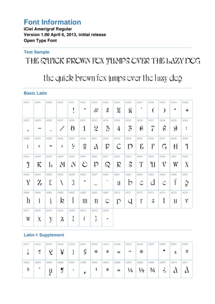 Font iCiel Amerigraf