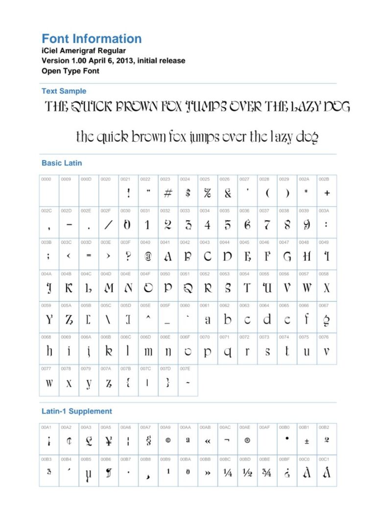 Font iCiel Amerigraf