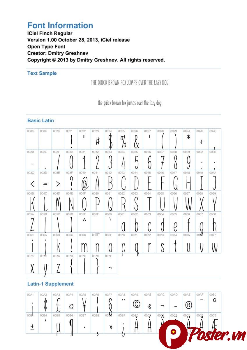 Thông tin Font iCiel Finch