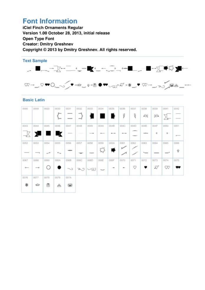 Font iCiel Finch Ornaments