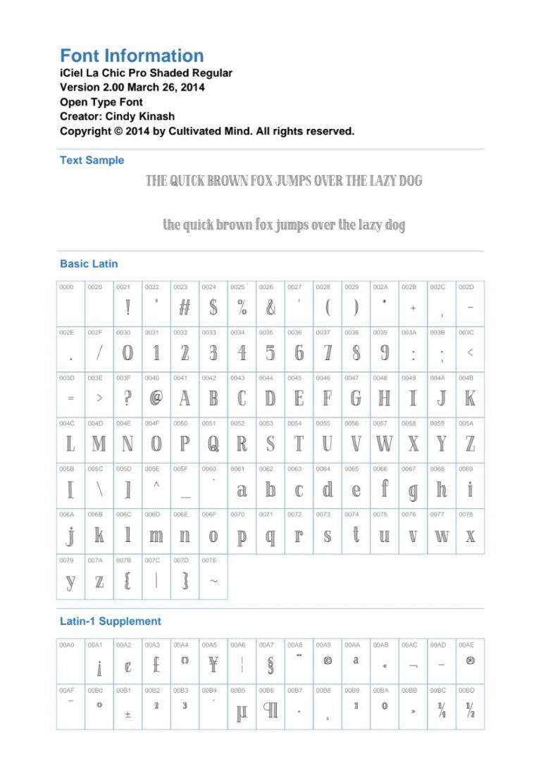 Font iCiel LaChicProShaded