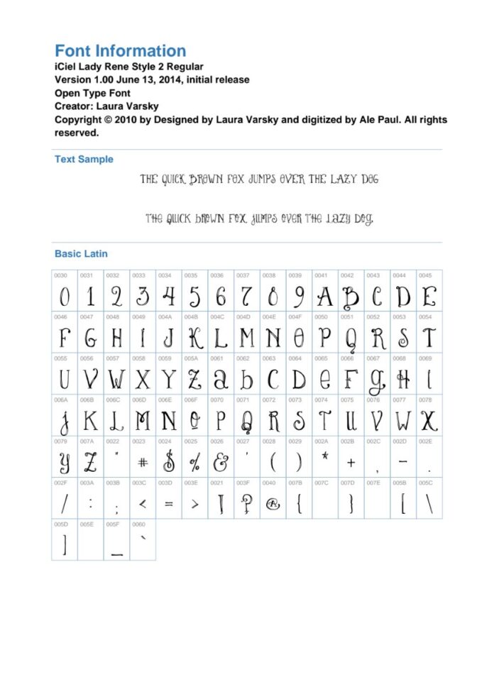 Font iCiel Lady Rene Style 2