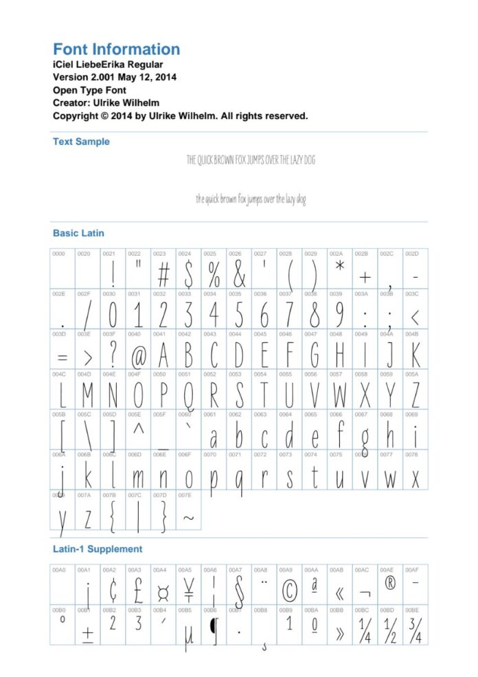 Font iCiel LiebeErika