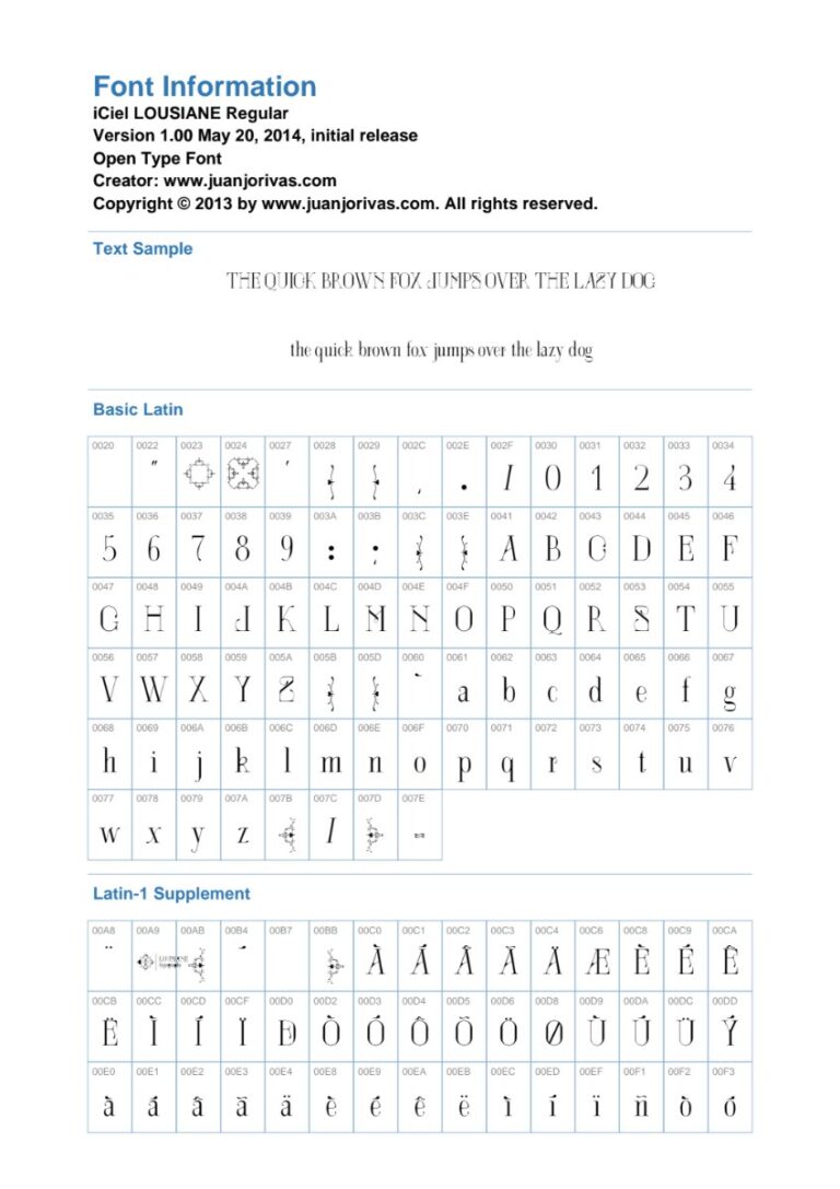 Thông tin Font iCiel LOUSIANE