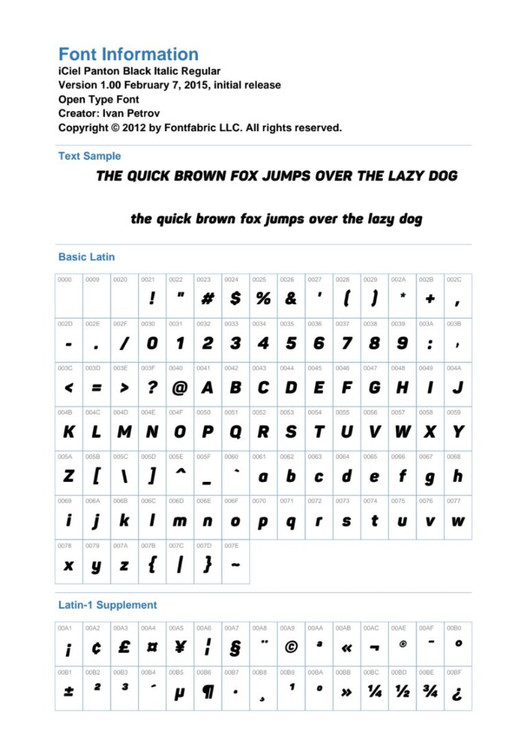 Font iCiel Panton Black Italic