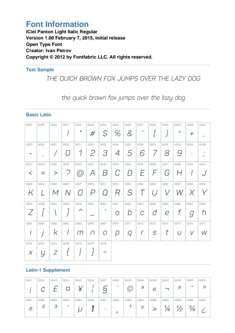 Font iCiel Panton Light Italic