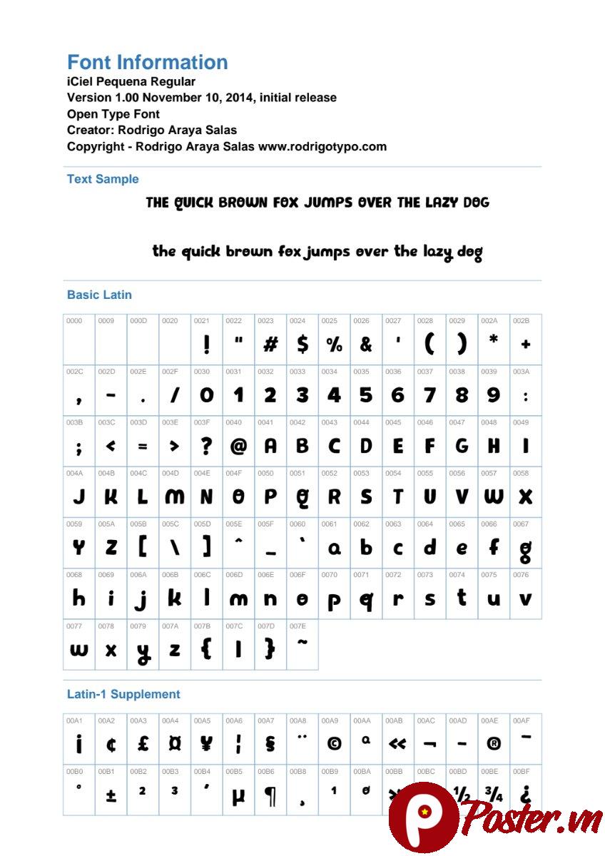 Font chữ iCiel Pequena Regular