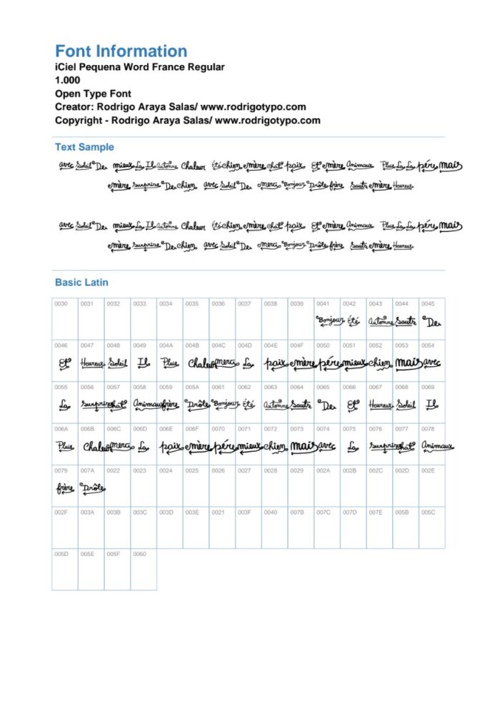 Font iCiel Pequena Word France