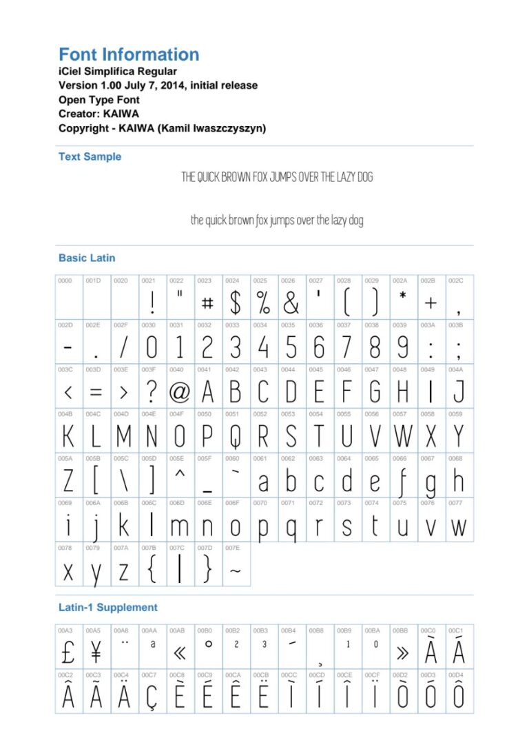 Font iCiel Simplifica