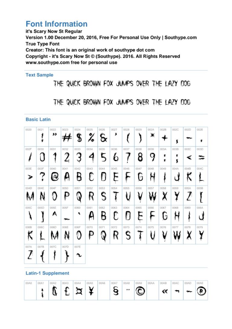 Font It's Scary Now St kinh dị