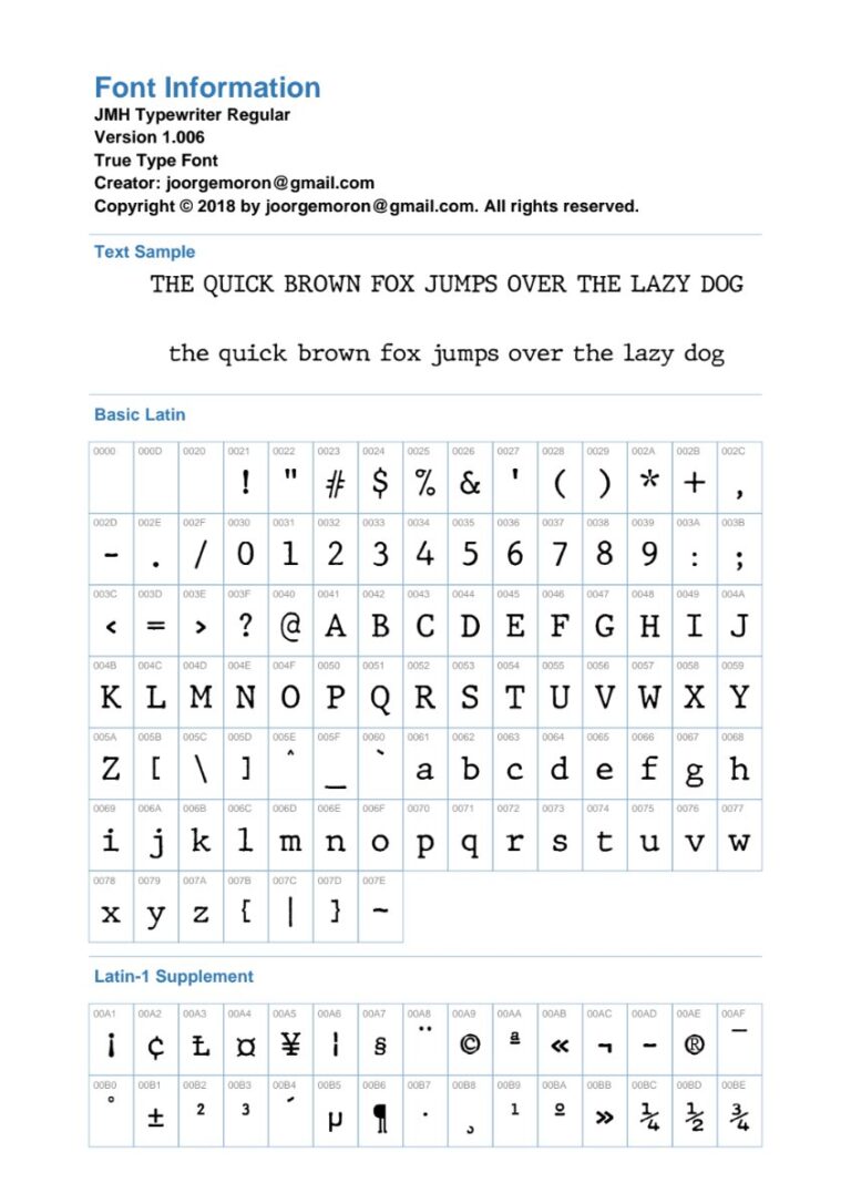 Font chữ JMH Typewriter