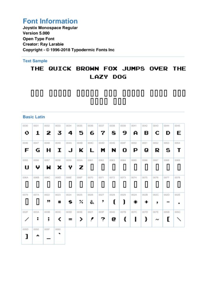 Font Joystix Monospace Retro Pixel